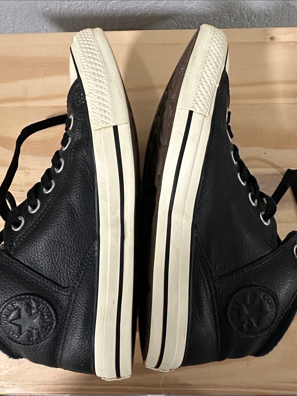 Converse Black High-Top Sneakers with Cream Accents - Picture 5 of 6